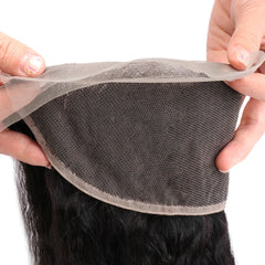 100% Unprocessed Brazilian Virgin Kinky Straight Human Hair 3 Bundles with 13x4 Lace Frontal Natural Black Color Hair Extension