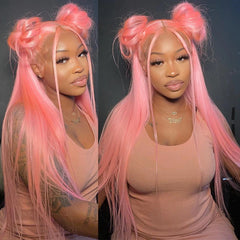 Light Pink Color Human Hair Lace Wig Transparent 13x4 Lace Frontal Wig Regular price