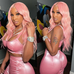 Light Pink Color Human Hair Lace Wig Transparent 13x4 Lace Frontal Wig Regular price