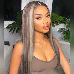 Ash Blonde Balayage Highlight Straight Lace Frontal Wig 13x4 Human Hair Wigs Regular price