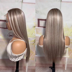 Ash Blonde Balayage Highlight Straight Lace Frontal Wig 13x4 Human Hair Wigs Regular price