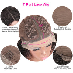 180% Short Curly Bob Wig Lace Front Human Hair Wigs Transparent Lace T Part Kinky Curly Human Hair Wig Regular price