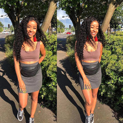 13x2 U Part Lace Front Wigs Deep Curly 200% Density Human Hair Pre Plucked with Baby Hair Natural Black Color Deep Wave Wig for Women Regular price