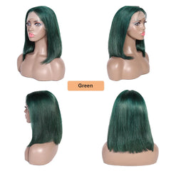 Brazilian Straight Short Bob Wigs Dark Blue T-Part Lace Front Human Hair Middle Part Pre Plucked Hairline with Baby Hair Regular price